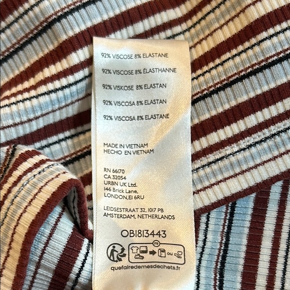 Anthropologie Maeve The Blair Striped Mock Neck Short Sleeve shirt Size M - Picture 8 of 8